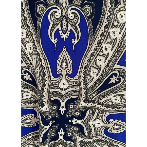 International Concepts Blue/Gray Paisley Print Belted Fit & Flare Dress Small - Picture 4 of 7